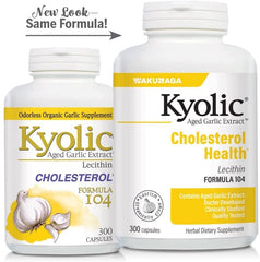 Home pantry scene with Kyolic 104 bottles—easy daily routine
