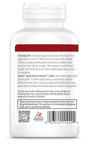 Kyolic Aged Garlic Extract Formula 114 capsules close-up: gentle, stomach-friendly dosing.
