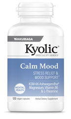 Kyolic Calm Mood bottle with 120 vegicaps promoting mood support.