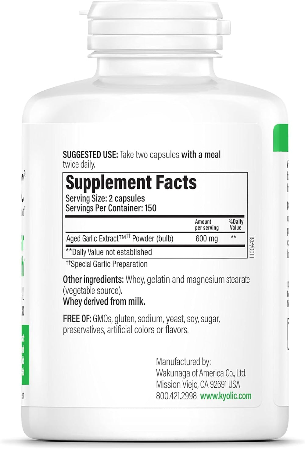 Kyolic Formula 100 bottle on table for everyday use