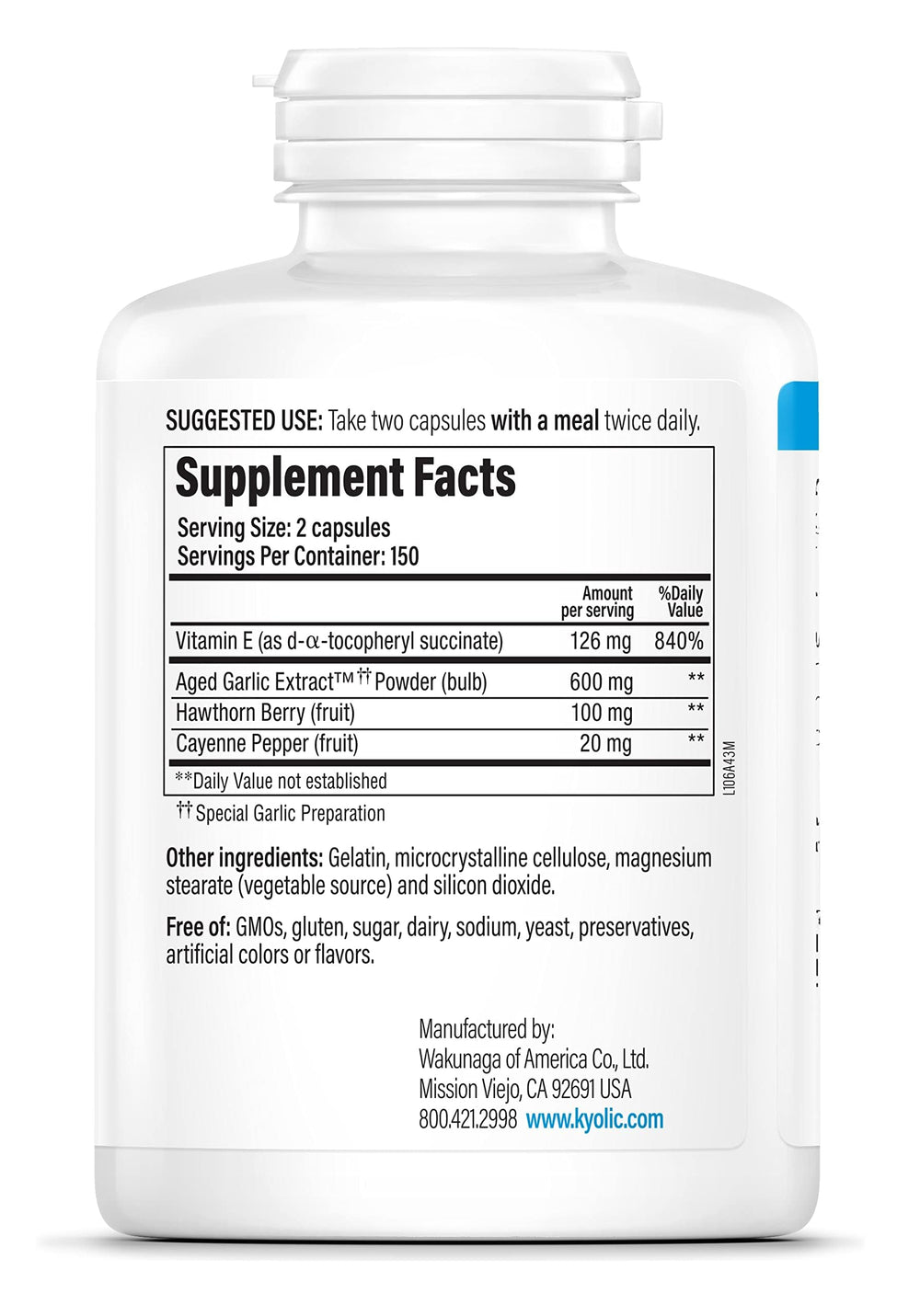 Close-up of Kyolic Formula 106 capsules for daily circulatory support.