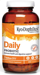 Kyolic Kyo-Dophilus daily probiotic bottle for digestive balance and immune support.