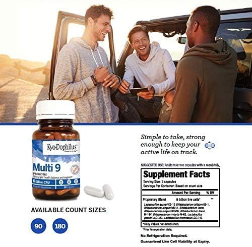 Kyolic Kyo-Dophilus Multi 9 probiotic bottle pictured for everyday digestive balance