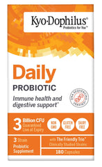 Kyolic Kyo-Dophilus packaging emphasizes non-dairy, acid-resistant probiotic capsules.