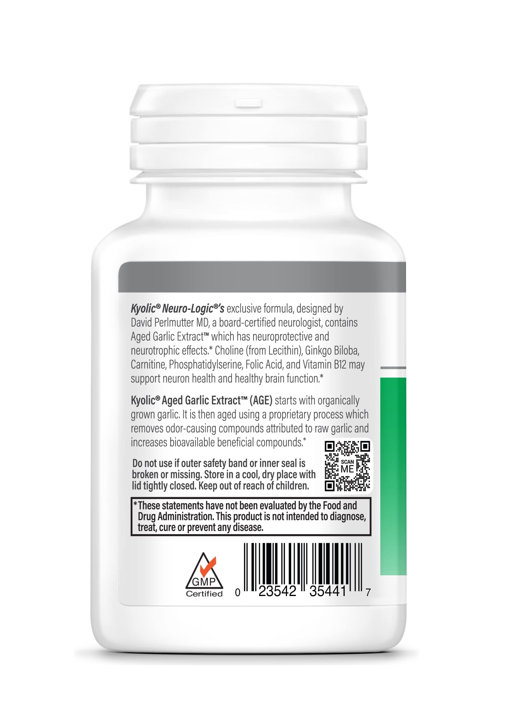 Kyolic Neuro-Logic ingredients chart shows lecithin and more.