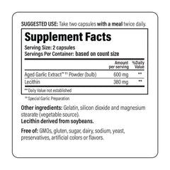 Kyolic organically grown garlic with lecithin; non GMO source highlighted.