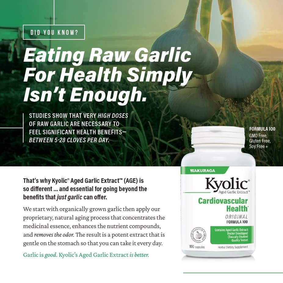 Label shows vegan, dairy-free, and non-GMO attributes for Kyolic.