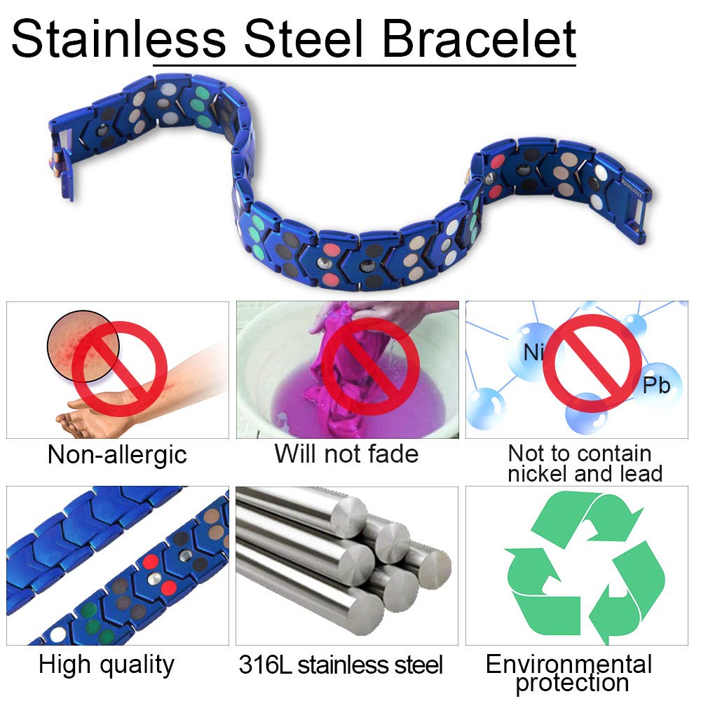 KYOSI 3X bracelet features adjustable size adjuster and extra clasp for secure fit.