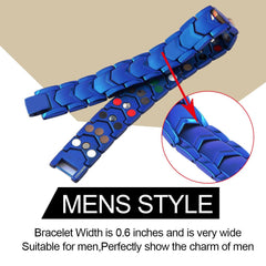 Close-up of 316L stainless steel construction of KYOSI 3X magnetic bracelet.