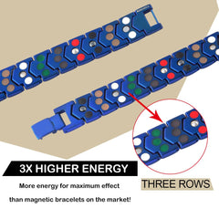 Back view of KYOSI 3X bracelet showing three energy rows for a bold look.