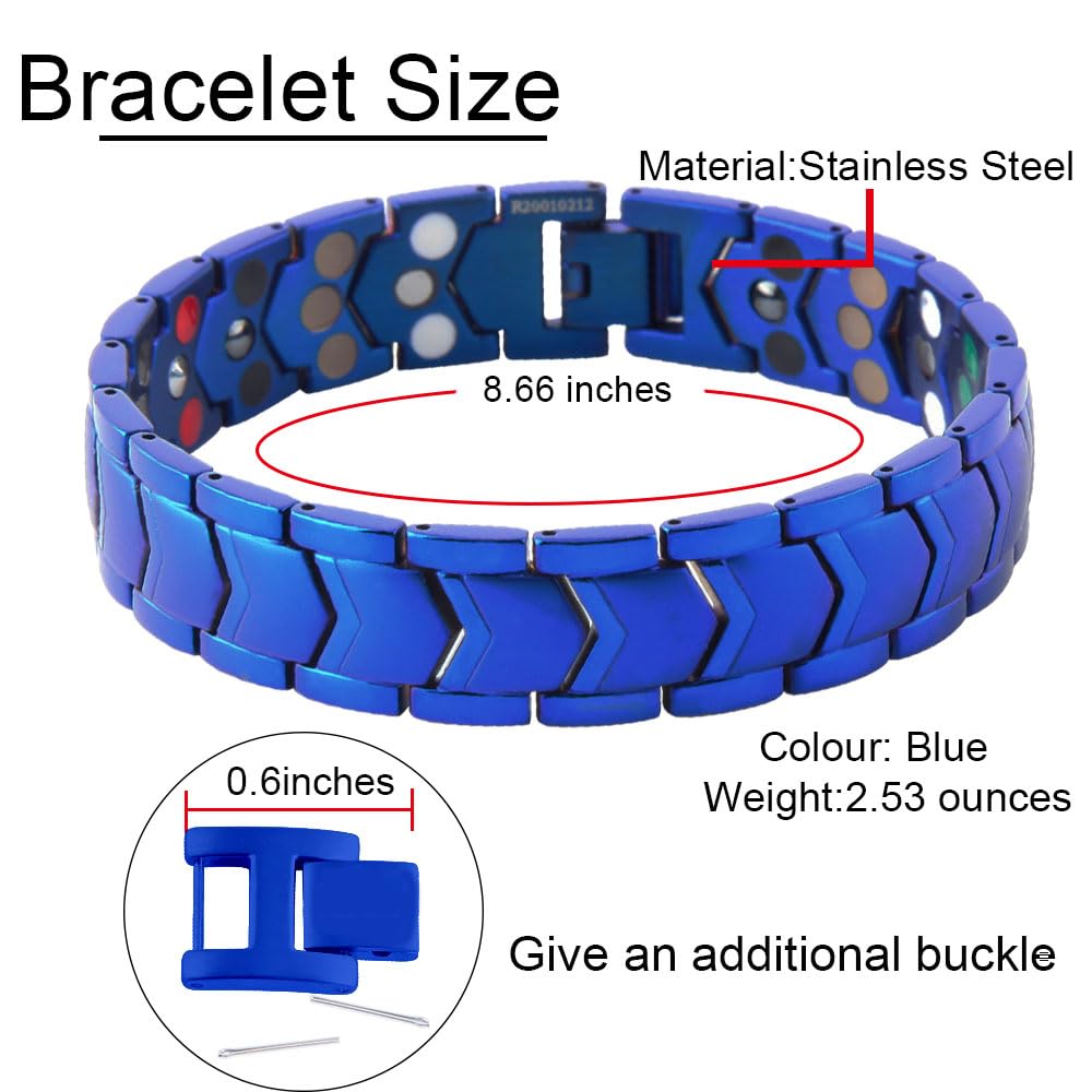 KYOSI 3X magnetic bracelet in blue with three-row energy design, versatile for outfits.
