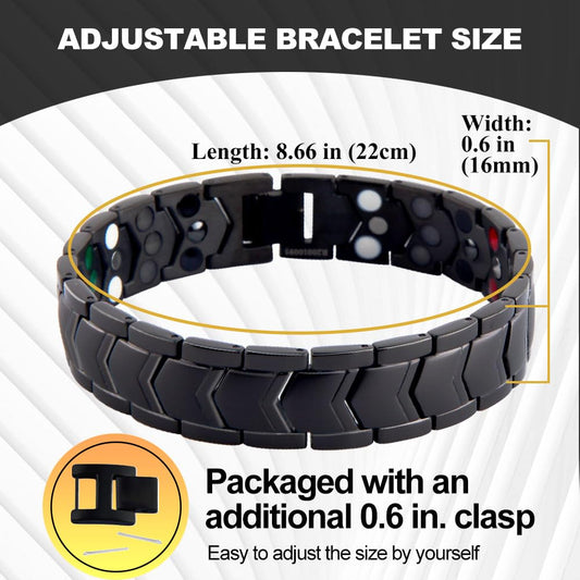 KYOSI three-row magnetic bracelet close-up in stainless steel showing durability.