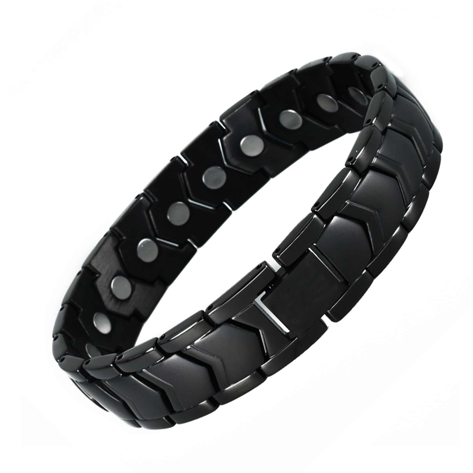 KYOSI black magnetic bracelet front view showing durable 316L links