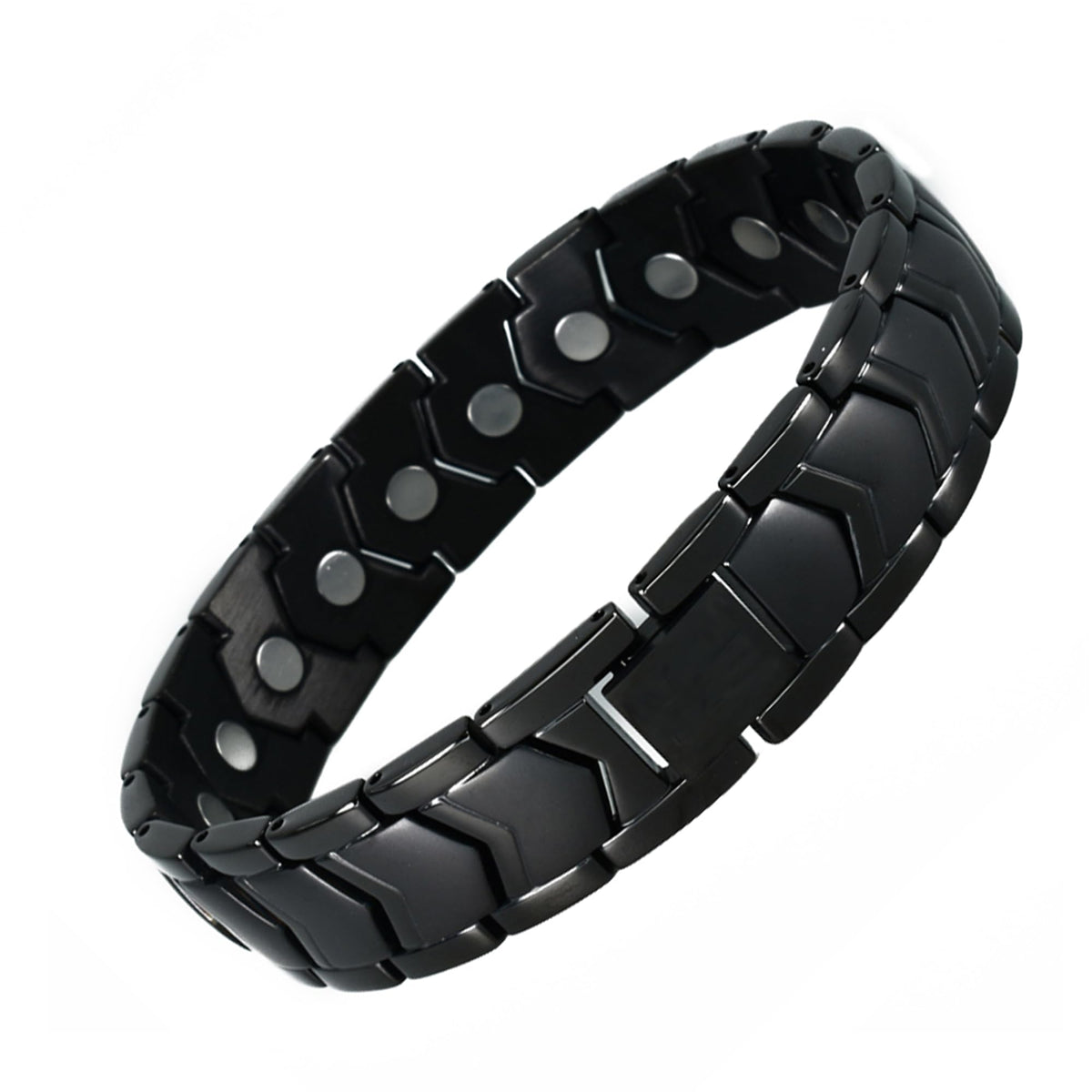 KYOSI black magnetic bracelet front view showing durable 316L links