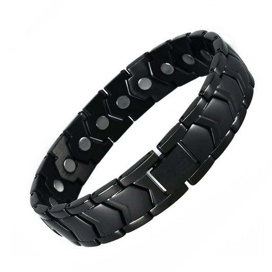 KYOSI black magnetic bracelet front view showing durable 316L links