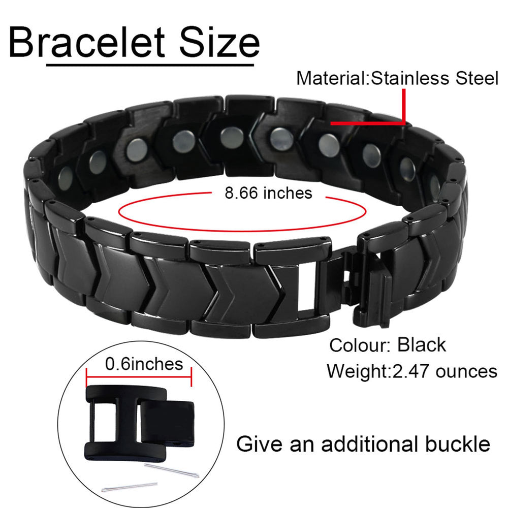KYOSI black magnetic bracelet side view with masculine silhouette