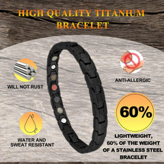 Lightweight titanium links provide allergy-friendly comfort