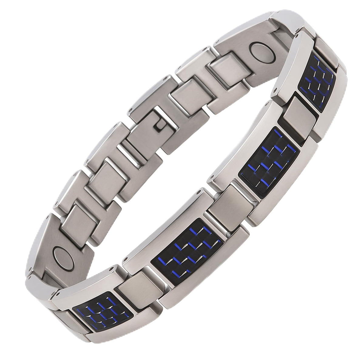 KYOSI titanium magnetic bracelet with blue carbon fiber links for everyday style