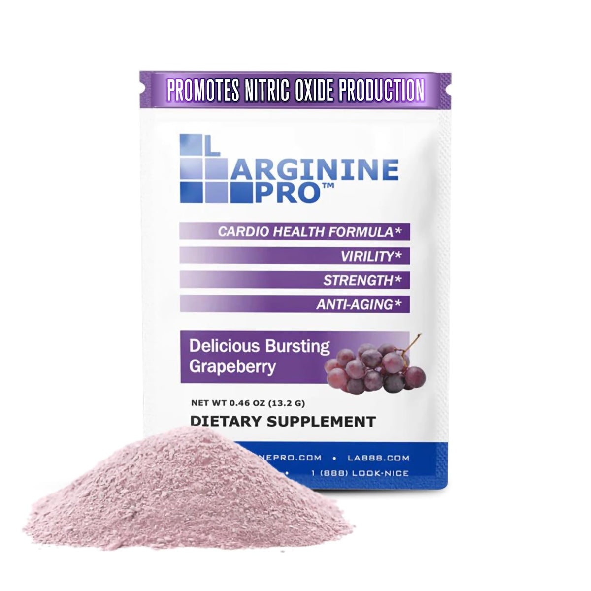 L-Arginine Pro bottle and packets for on-the-go daily support.
