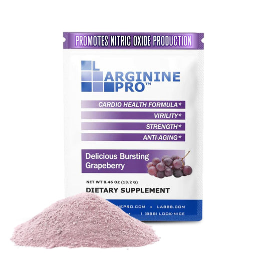 L-Arginine Pro bottle and packets for on-the-go daily support.