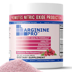 L-ARGININE PRO bottle label highlights high-potency nitric oxide blend for workouts.