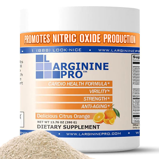 L-Arginine Pro bottle pour shows the high potency blend for endurance and energy.
