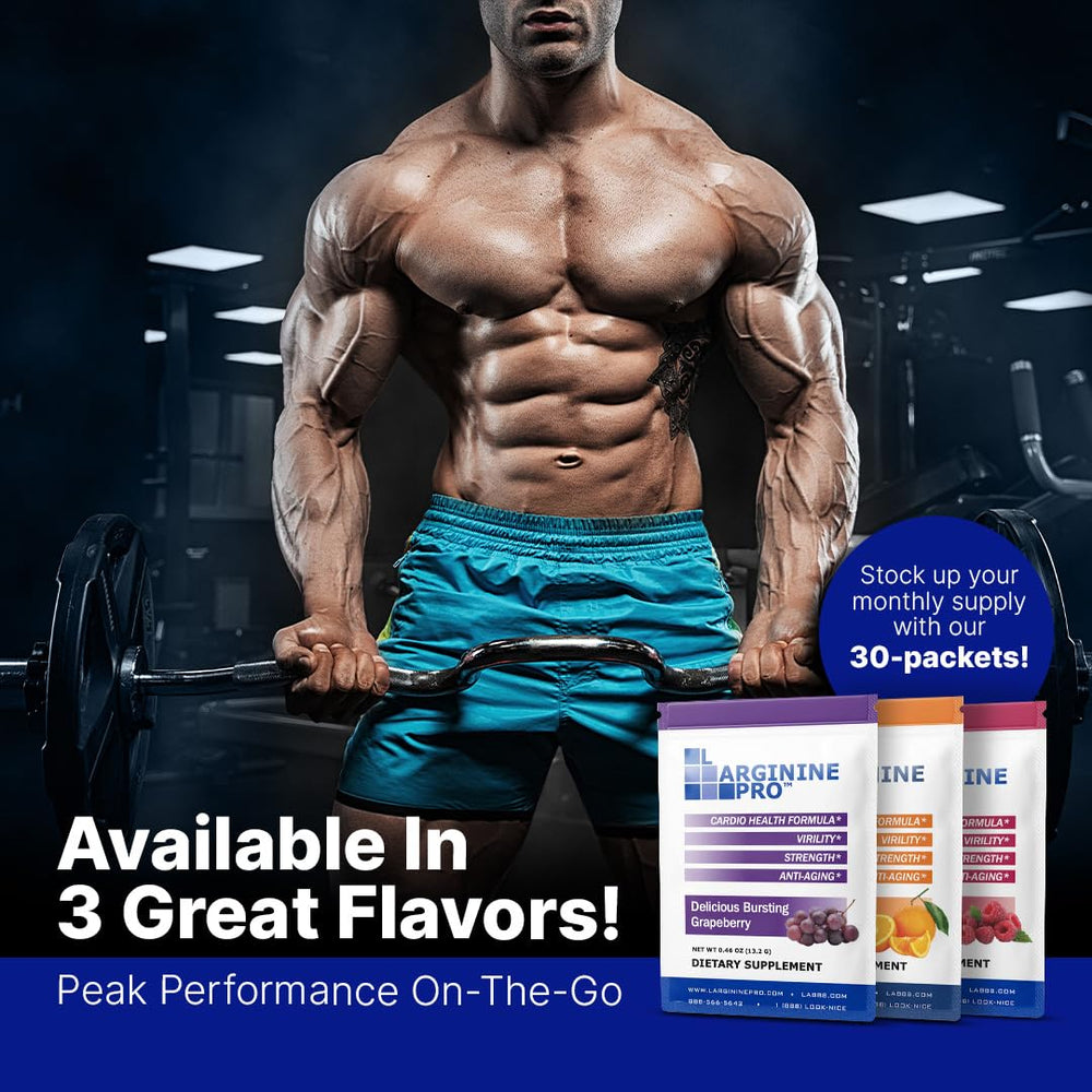 L-Arginine Pro citrus orange flavor beverage served over ice.