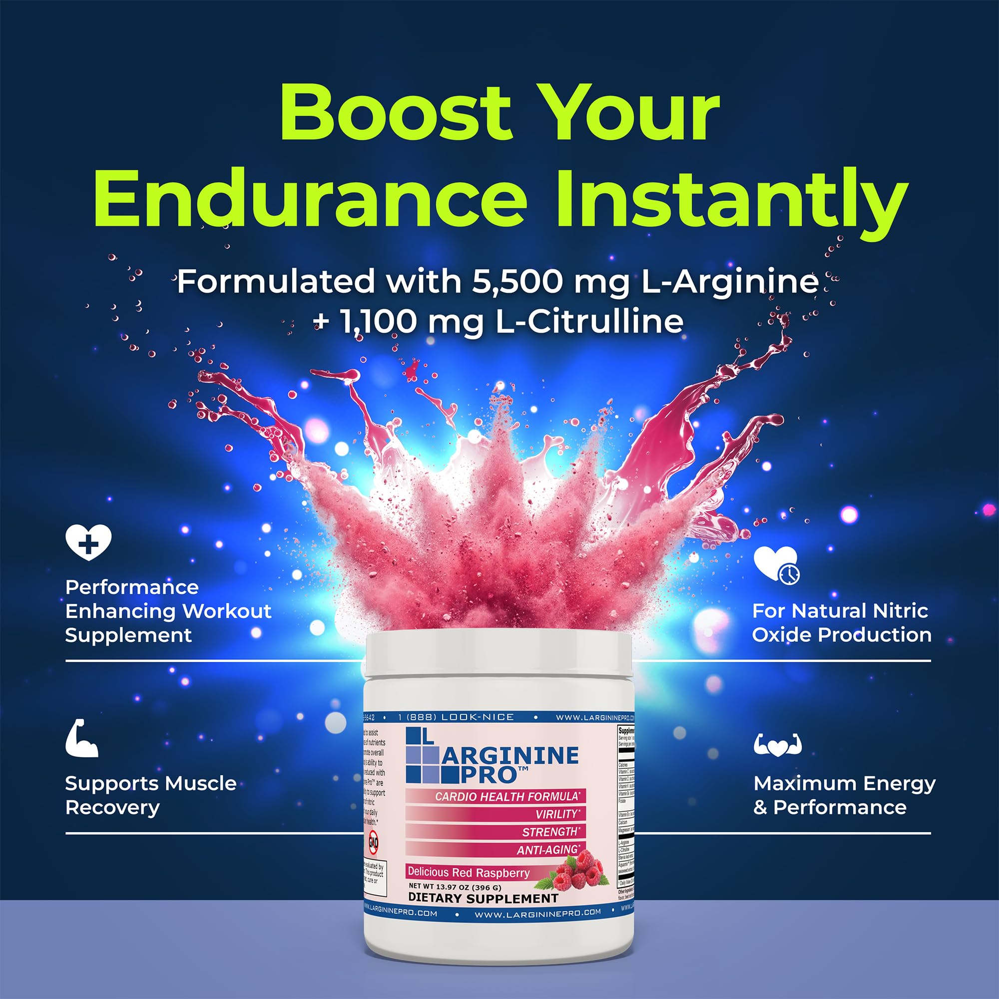 L-Arginine Pro gym workout scene suggesting performance-friendly hydration.