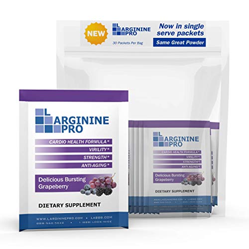 Close-up of L-Arginine Pro single-serve packets ready for travel and workouts.