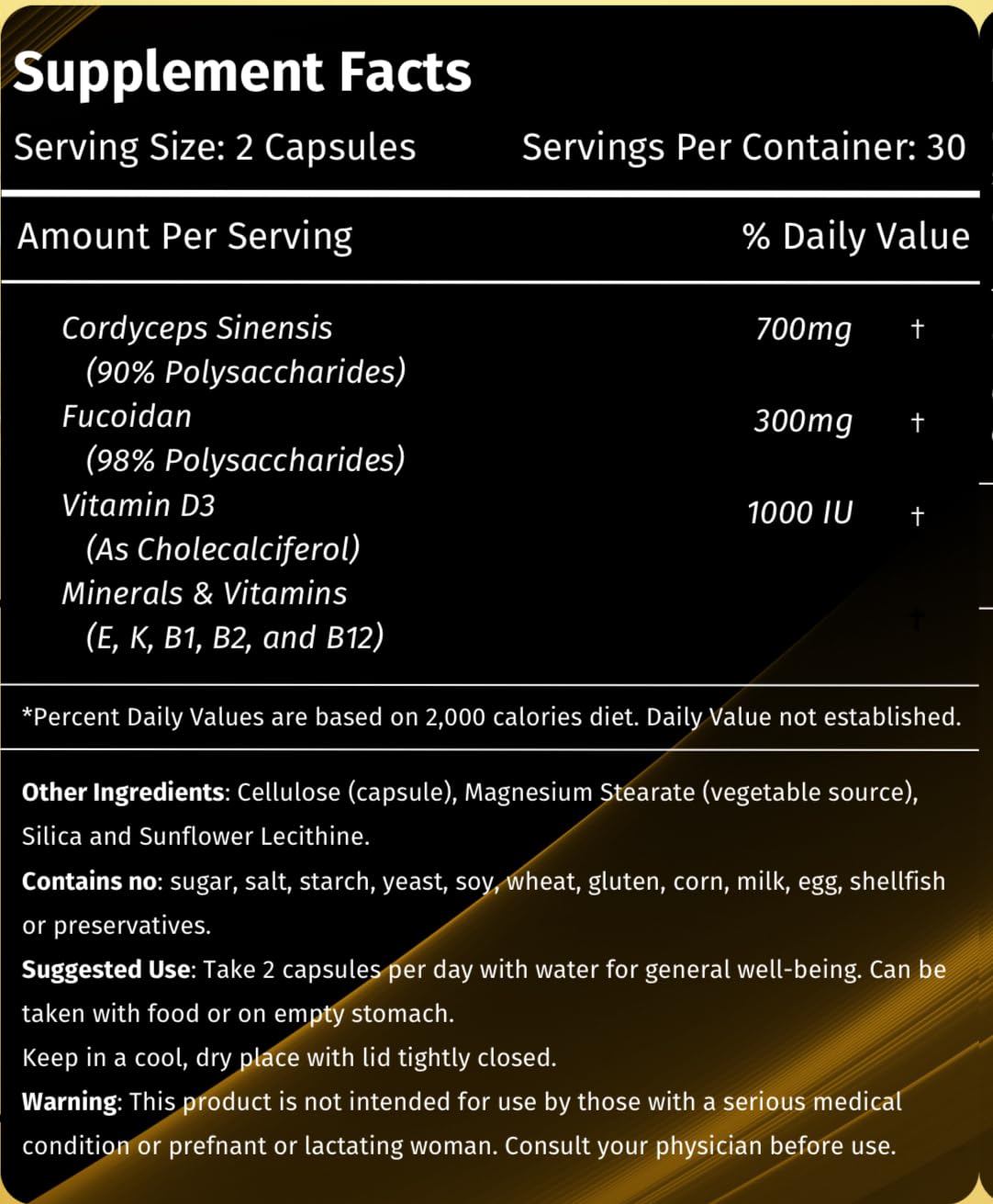 Unboxed Cordyceps FD1000 capsules with glass of water for routine