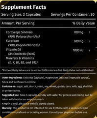 Unboxed Cordyceps FD1000 capsules with glass of water for routine
