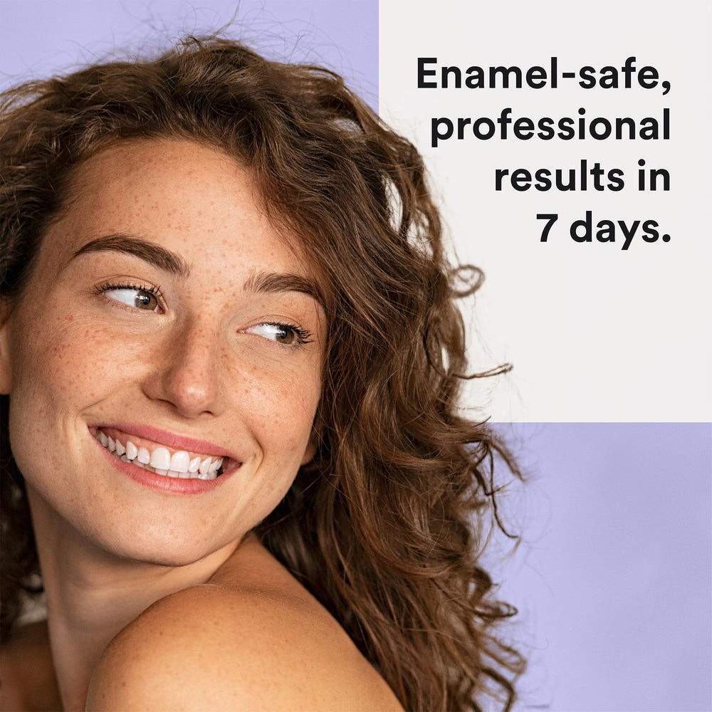 La Bouche Natural whitening strips placed on teeth with secure no-slip fit.