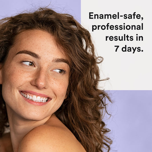 La Bouche Natural whitening strips placed on teeth with secure no-slip fit.