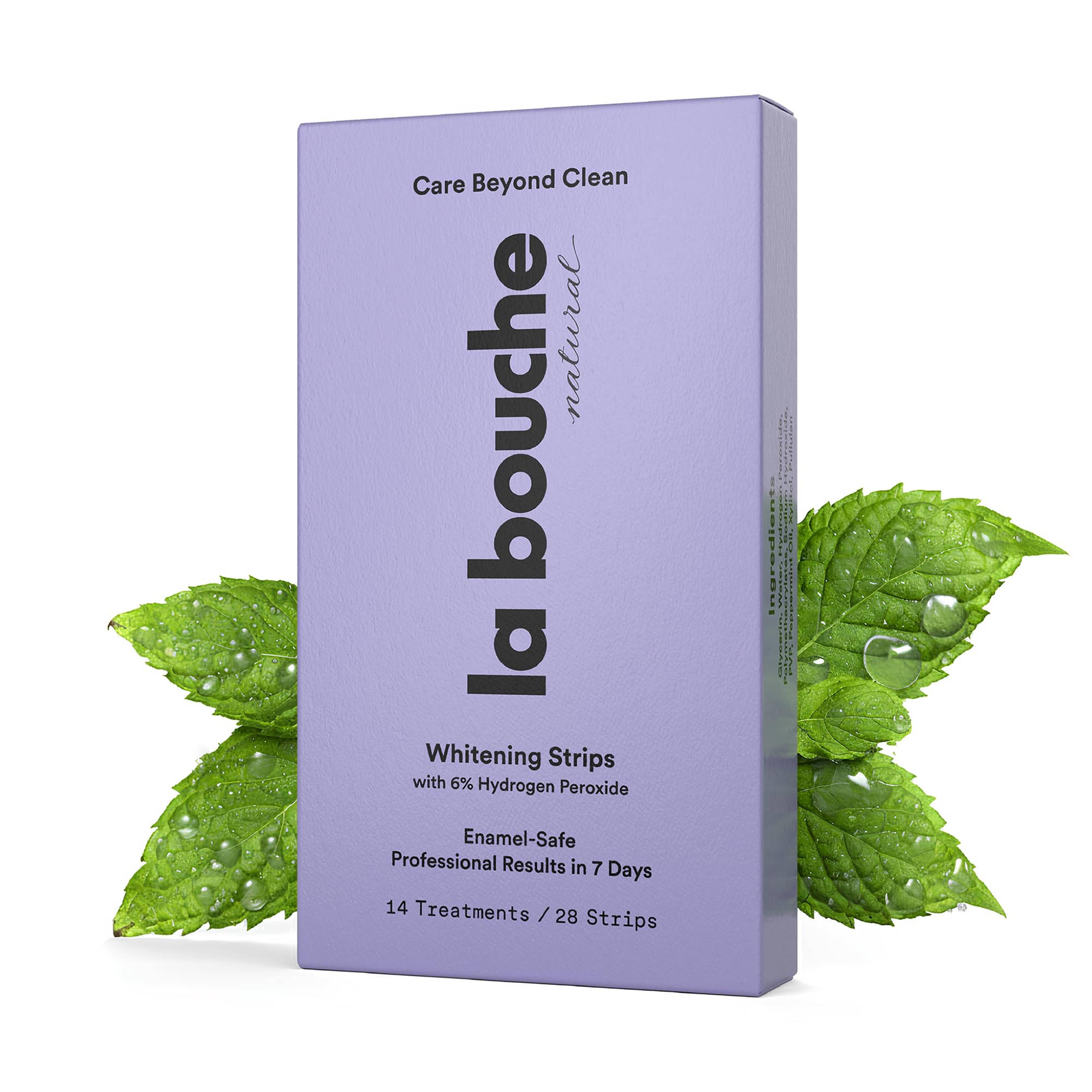 La Bouche Natural teeth whitening strips packaging shown for convenient at-home whitening
