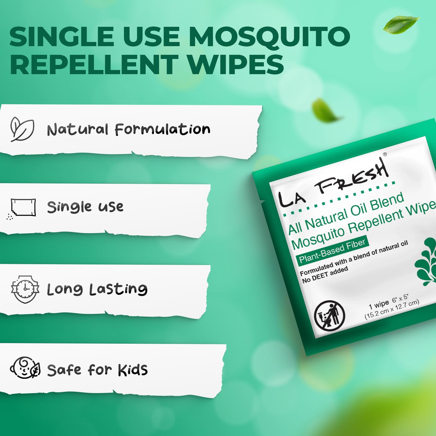 La Fresh peppermint-scent wipes with DEET-free protection and refreshing fragrance