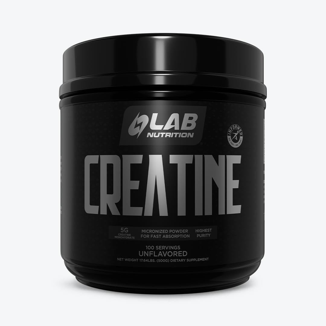 LAB NUTRITION GOL creatine micronized powder unflavored bottle close-up for easy daily mixing