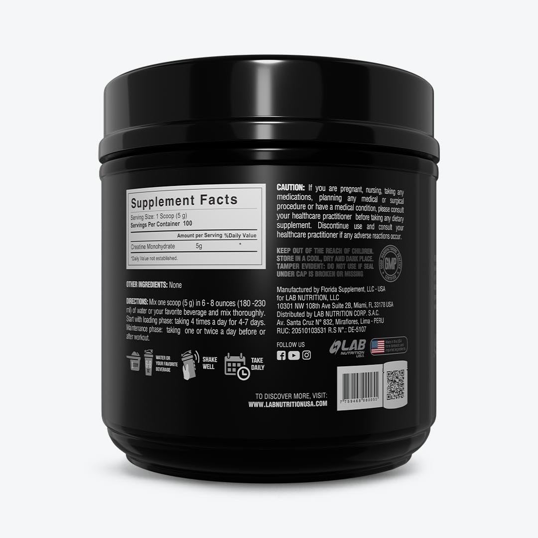 LAB NUTRITION GOL creatine micronized powder scoop ready to mix for workouts