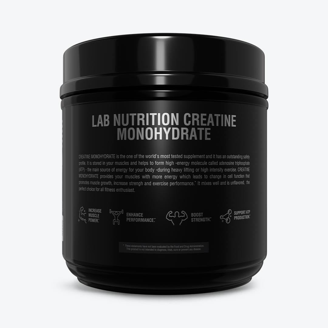 LAB NUTRITION GOL creatine micronized powder serving size on label with 100 servings