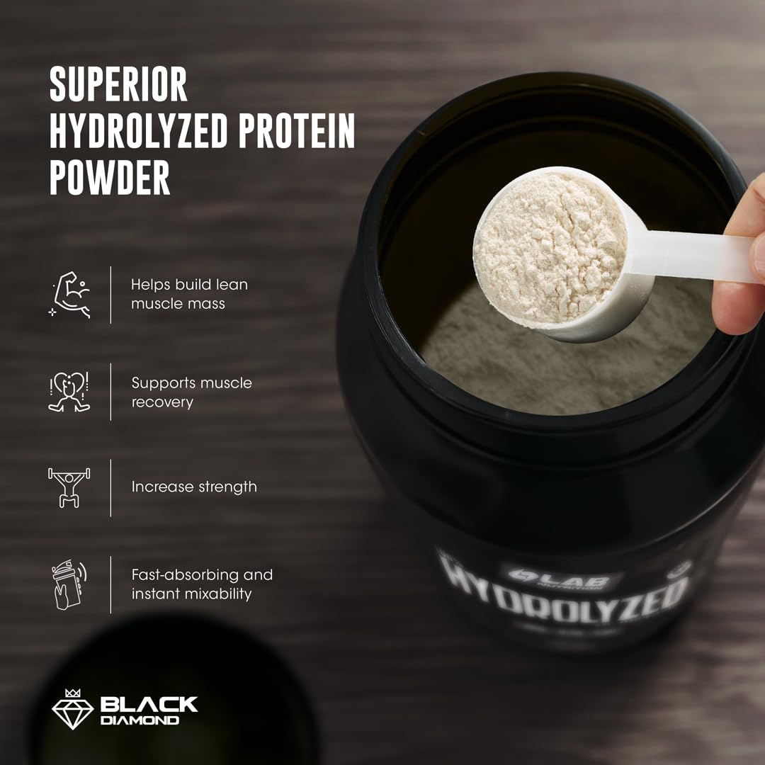 LAB NUTRITION chocolate whey isolate shake ready for post-workout recovery.