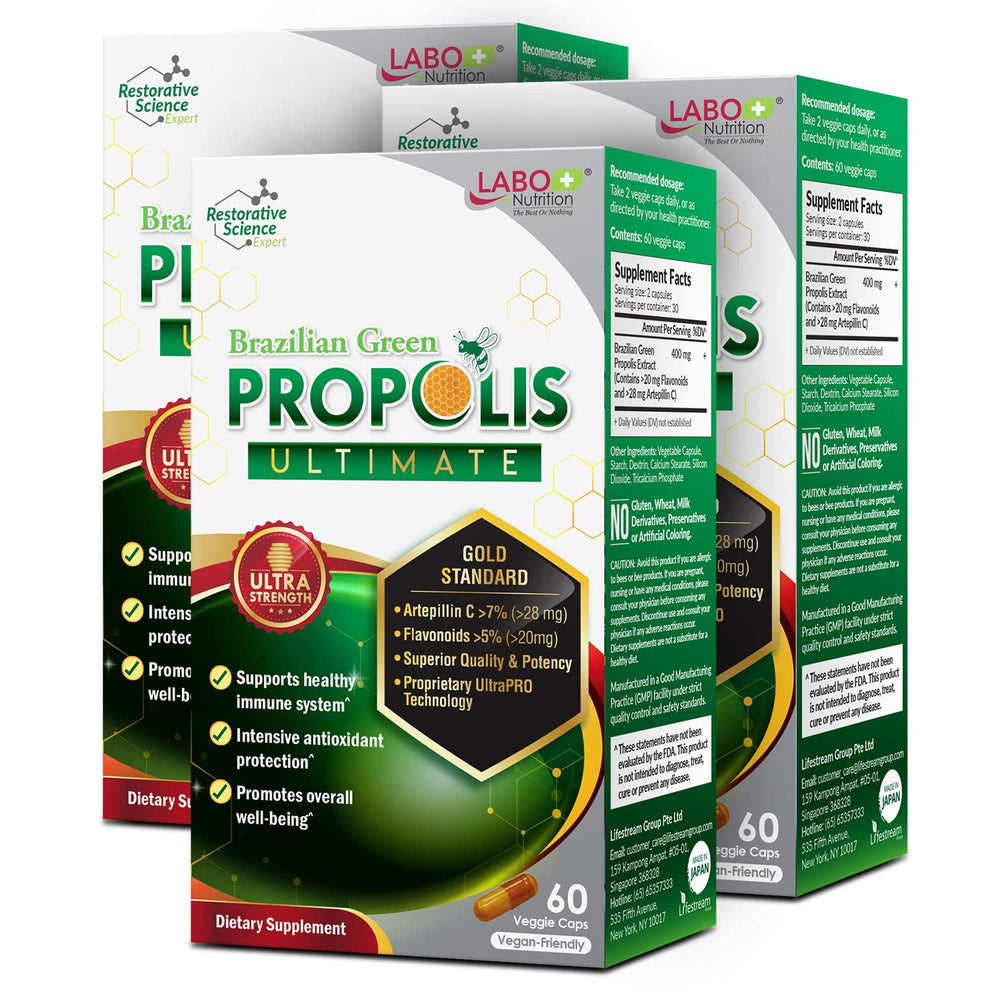 LABO Nutrition Brazilian Green Propolis Ultimate bottle for daily immune support.