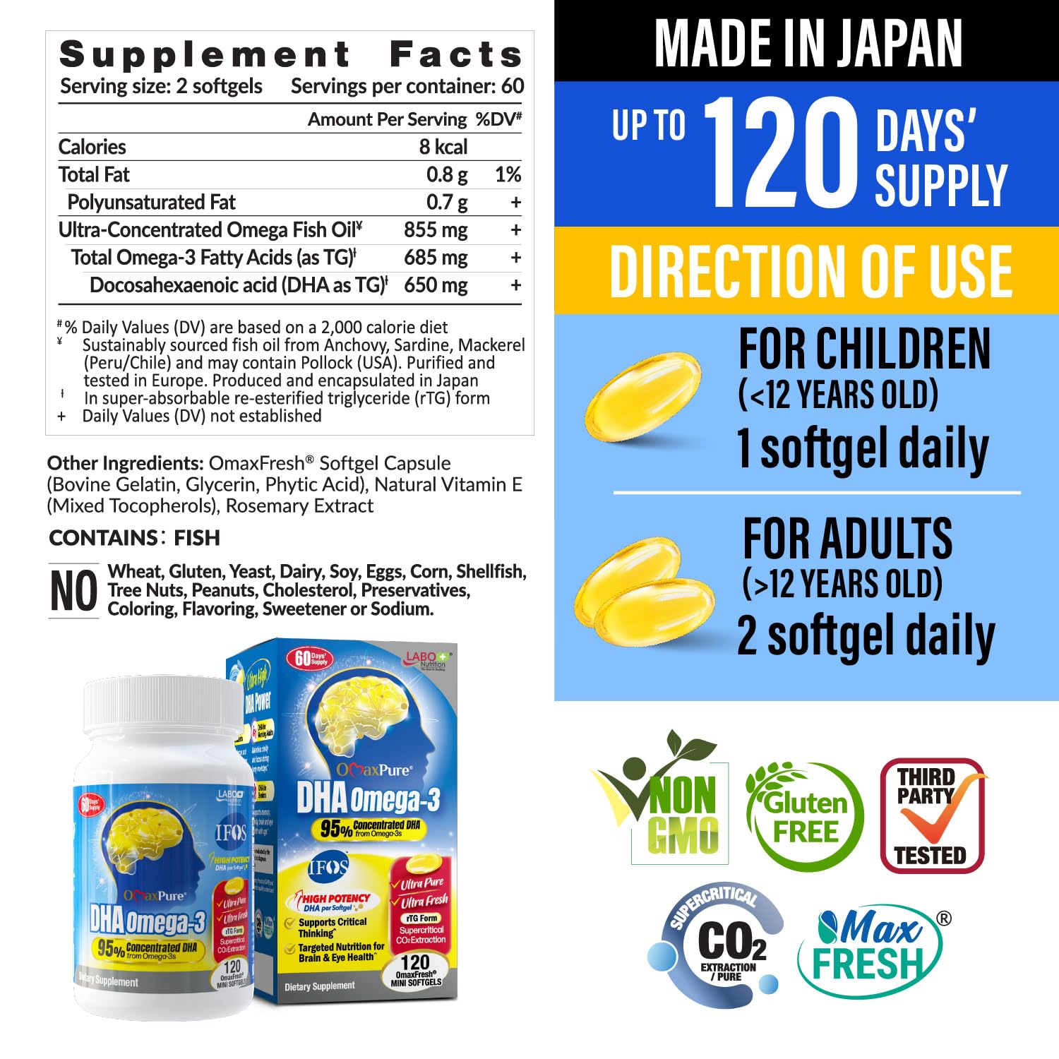 LABO Nutrition OmaxPure softgel bottle ready for everyday omega-3 supplementation.