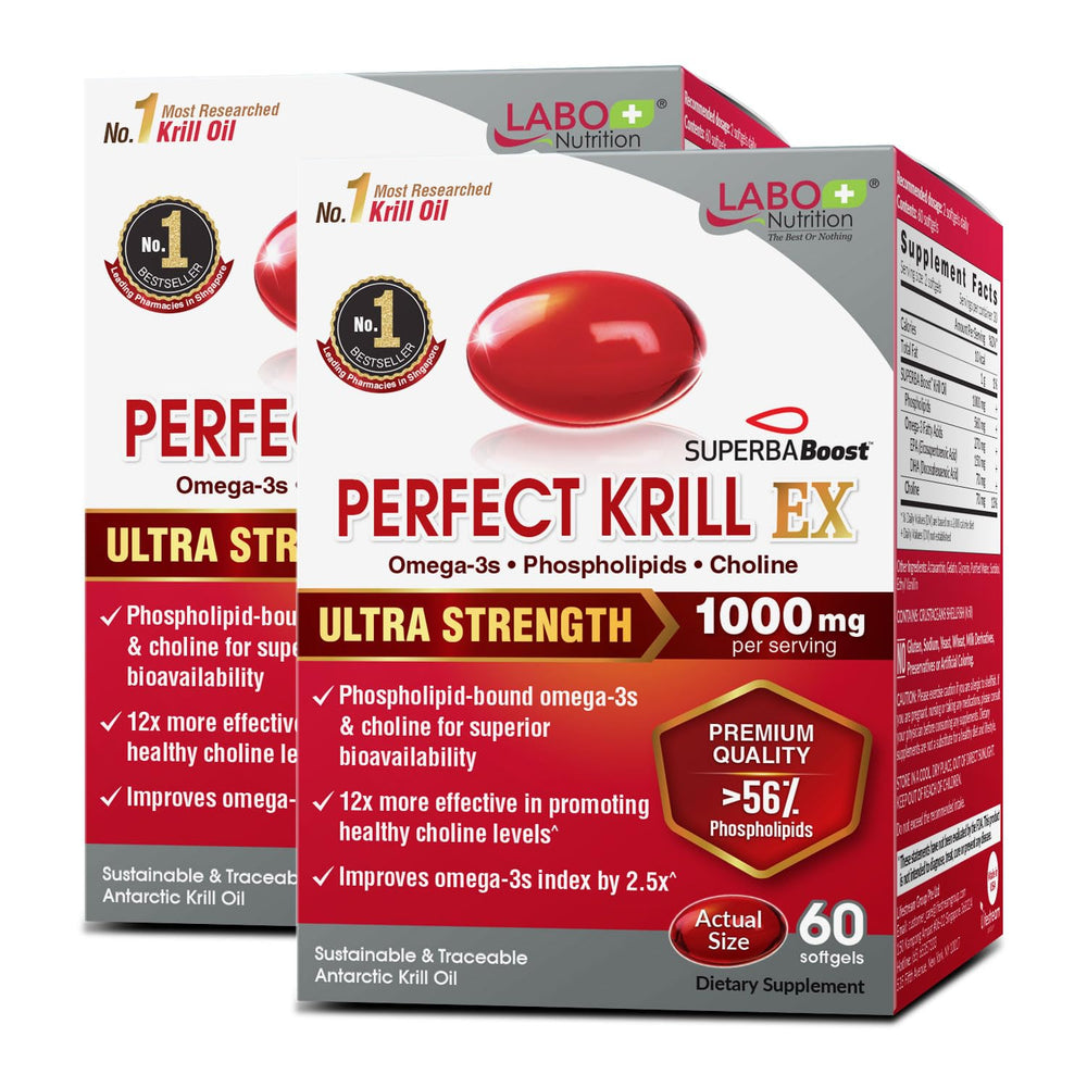 LABO Nutrition Perfect Krill EX bottle front for omega-3 heart support
