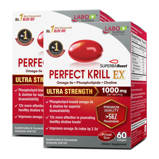 LABO Nutrition Perfect Krill EX bottle front for omega-3 heart support