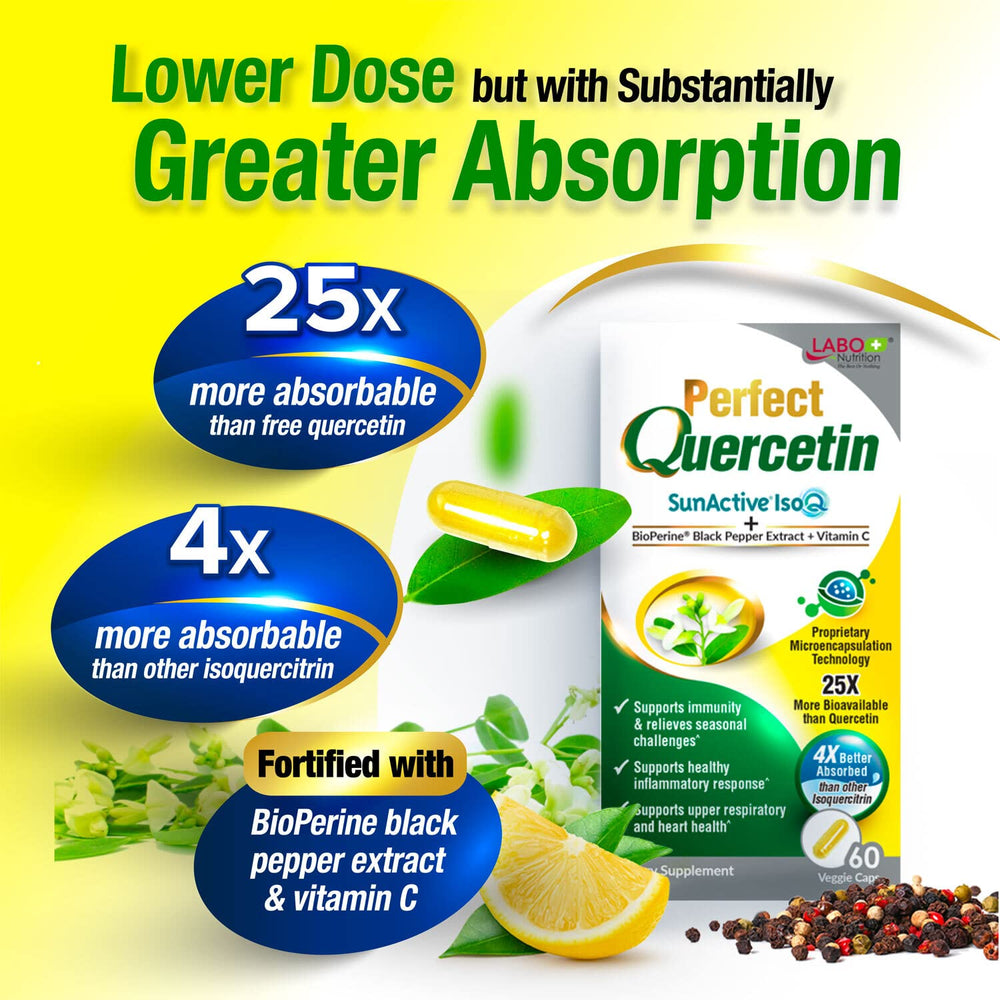 LABO Nutrition Quercetin capsules SunActive IsoQ showing high absorption potential