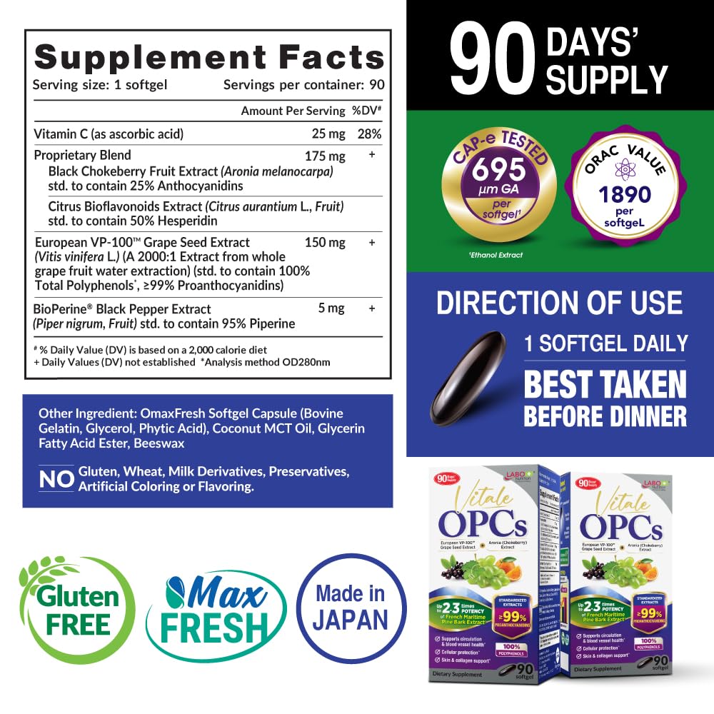 LABO Nutrition Vitale OPCs bottle on shelf highlighting daily use.