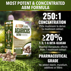 LABO Nutrition Agaricus Ultra capsules show high beta-glucans content for immune support.