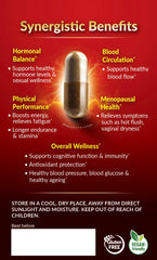 MacaMaxima bottle-label close-up features standardized maca and zinc blends.