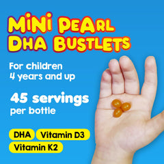 LABO Nutrition My Kids Burstlet chew close-up, tasty citrus flavor supports focus and bone health.