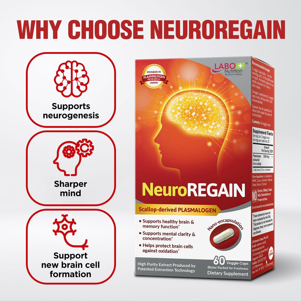 LABO Nutrition NeuroREGAIN workdesk scene suggesting improved focus during work