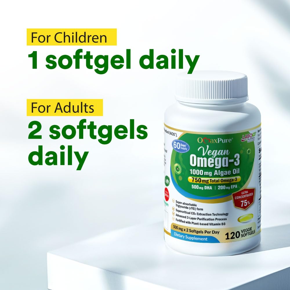 LABO Nutrition bottle pouring omega-3 capsules into glass, everyday wellness ritual